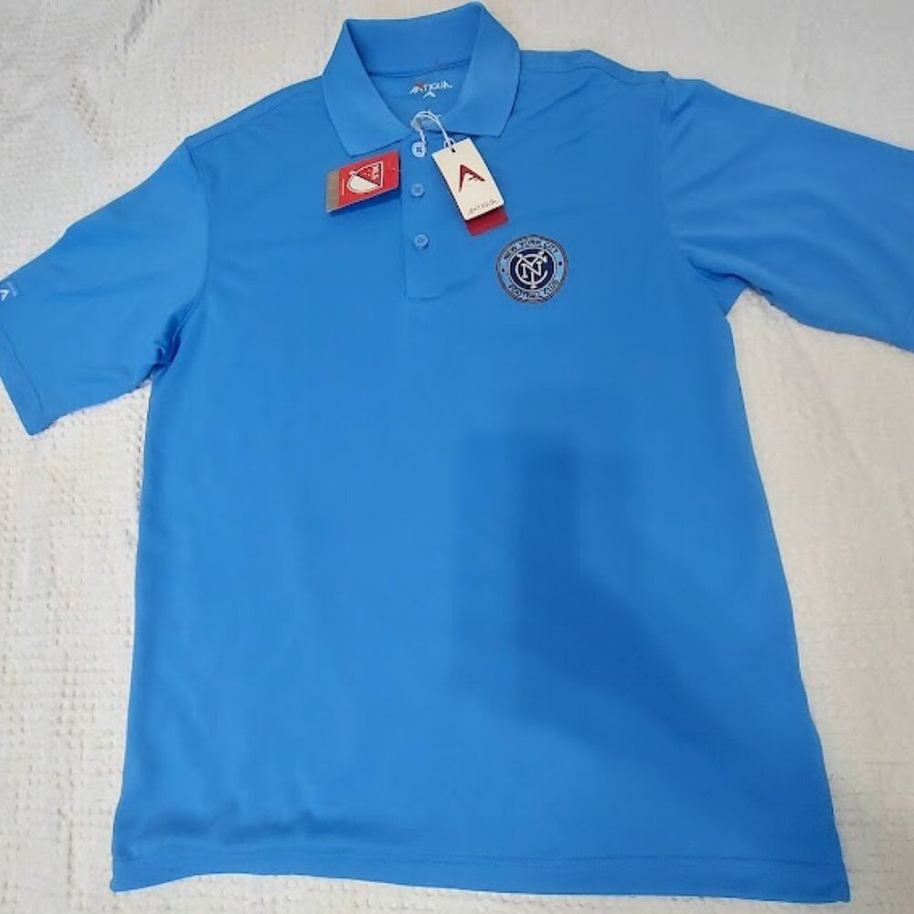 Antigua Men's New‎ York City FC Solid Pique Polo Light Blue Color Size S New